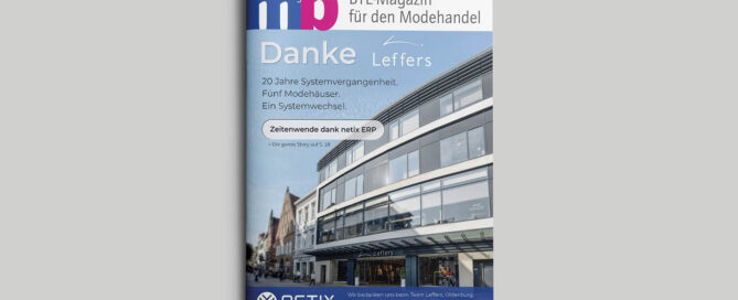 Titelseite des BTE-Magazins mit einem Foto des Kaufhauses Leffers, der Überschrift Danke Leffers und einer CRM-Studie der Dualen Hochschule Heilbronn.